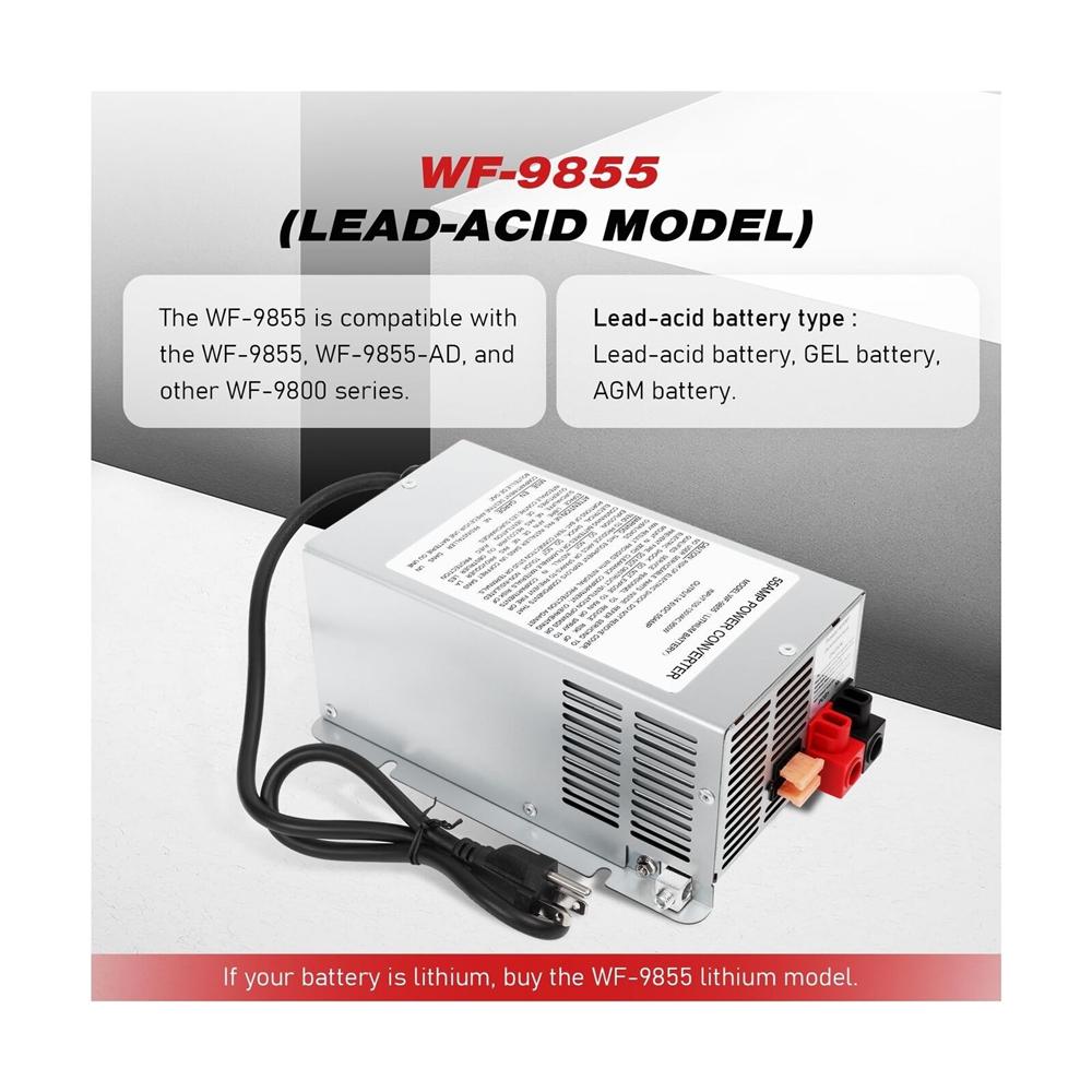WF-9855-AD,55 Amp RV Power Converter for Lead-Acid Battery,Compatible with WF-98