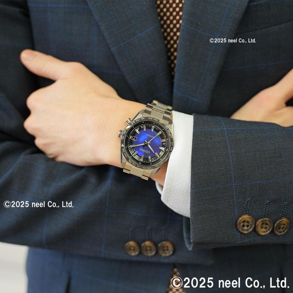 Citizen Attesa UNITE с лимитированными часами, Eco-Drive с питанием от света, Радиоуправляемые, Водонепроницаемые, СИНИЙ, Издание, Титан, Легкий, Серебристый, Синий,