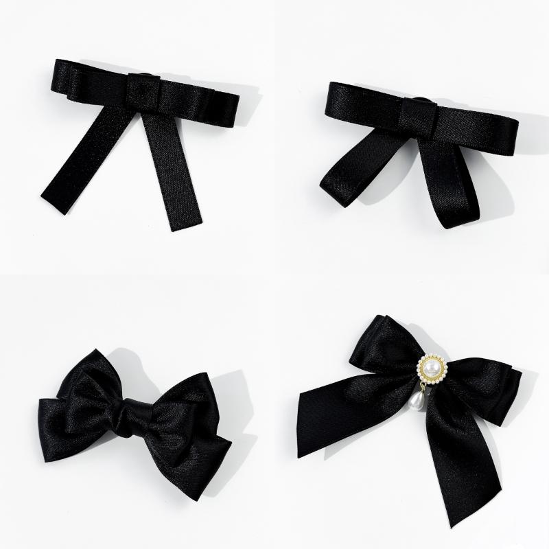 Черная лента бант жемчужная брошь для женщин универсальные булавки для воротника рубашки украшение одежды лента галстук ювелирные аксессуары подарки