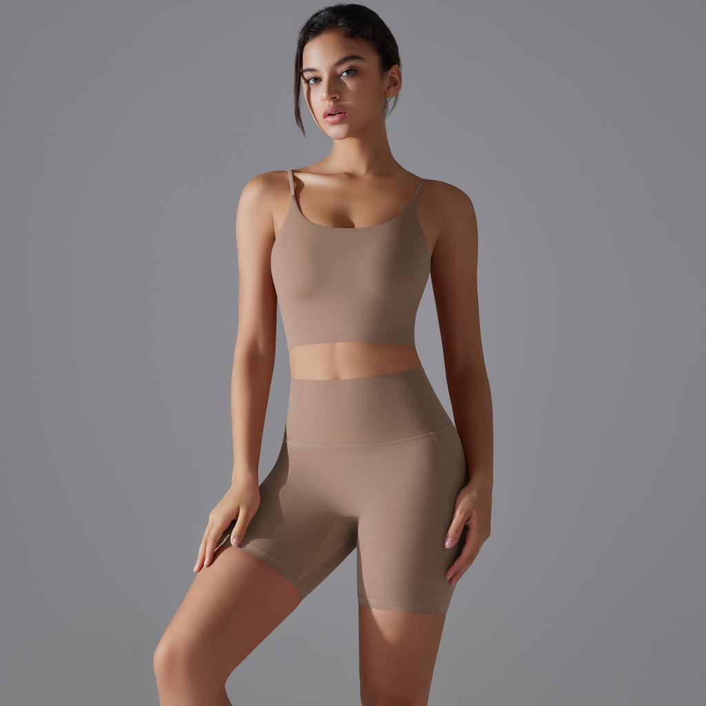 Auroth Женский спортивный комплект для йоги без рукавов Тренировочные костюмы для спортзала Бюстгальтер с открытой спиной Шорты Push Up Спортивная одежда для фитнеса