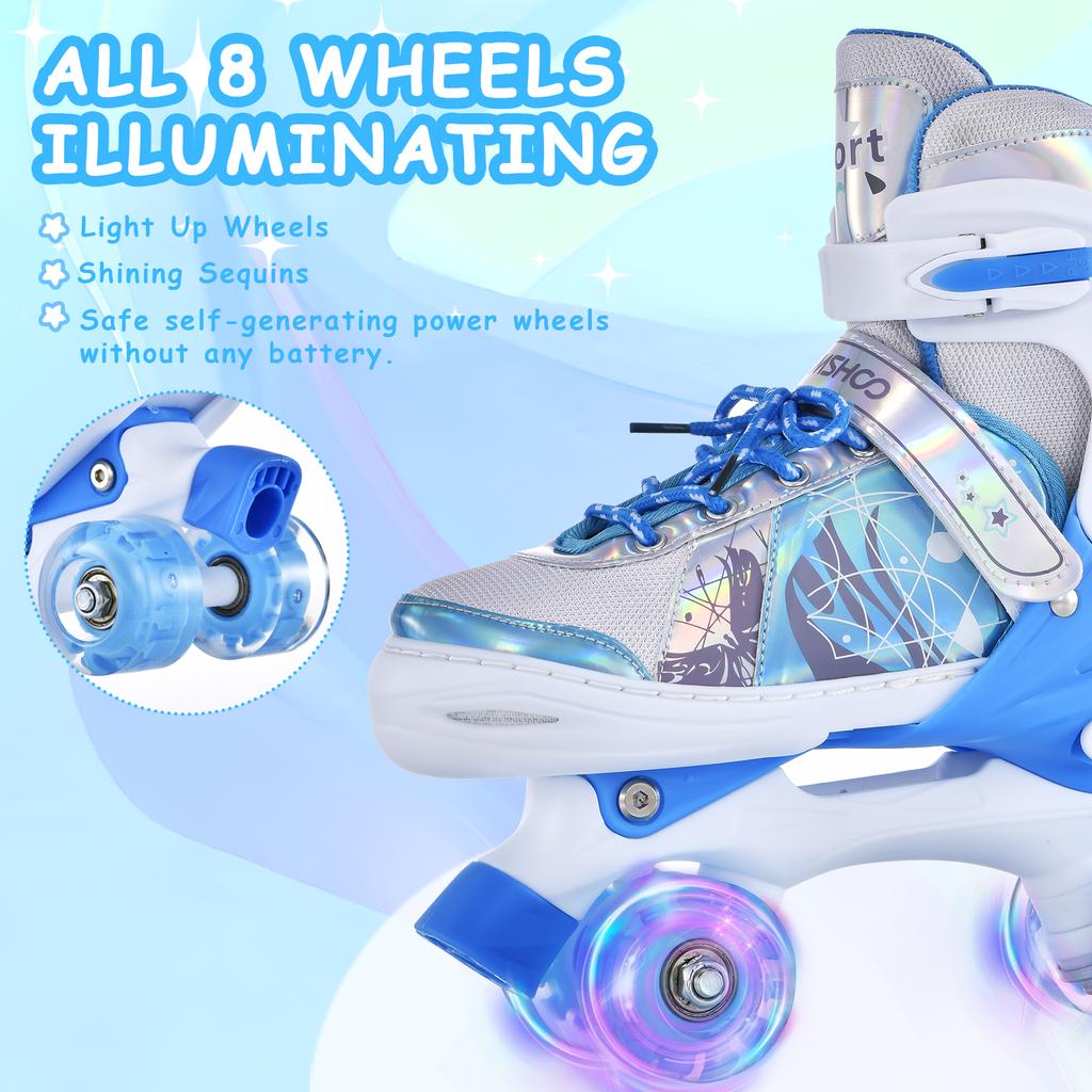 Roller Skates for Kids 4 Size for Children of Different Ages Adjustable Light Up LED Luminous Wheels