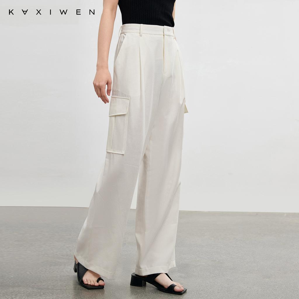 Fashionable high waisted straight leg work pants