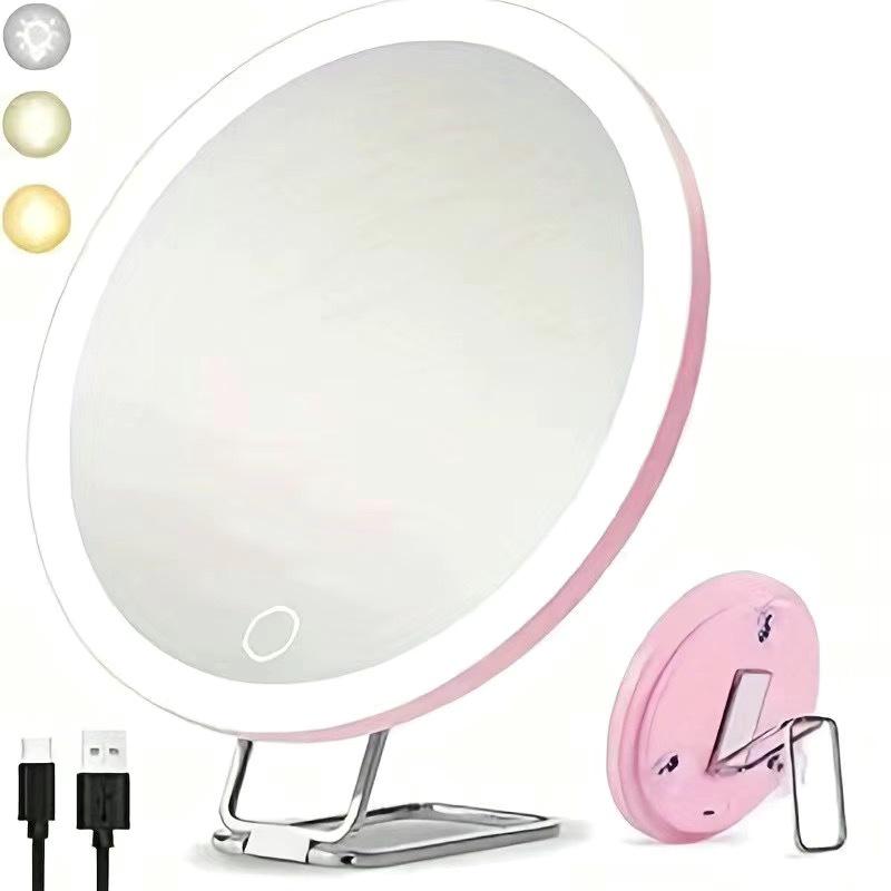 6-Inch Rechargeable LED Magnifying Fill Light: 360° Rotating Stand with 10x/20x/30x Magnification & Makeup Mirror