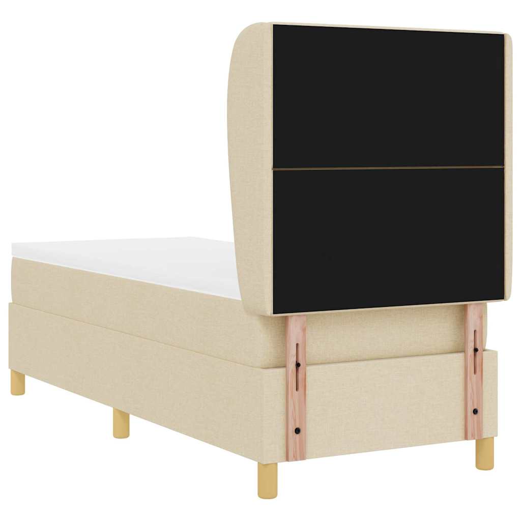 Box Spring Bed with Headboard Cream 200 x 80 cm Fabric