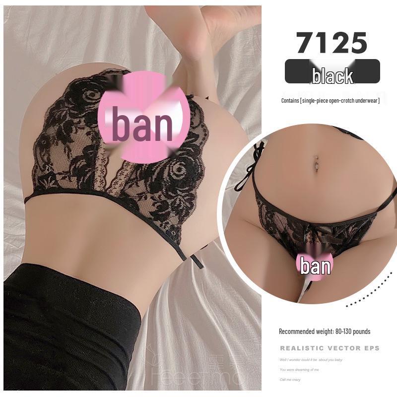 Feimu Сексуальные прозрачные кружевные стринги с открытой промежностью - Европейский и американский стиль 7125.