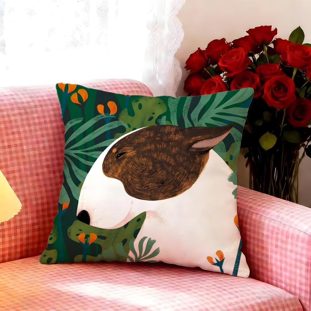 Fun Cartoon Bull Terrier Series Cushion Cover Premium Soft Pillowcase SkinFriendly MultiPurpose for Home Office Travel