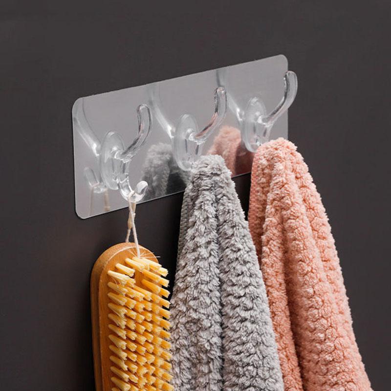 Wall Hooks Kitchen Bathroom Hat Clothes Coat Hanger Towel Holder Seamless Door Storage Rack