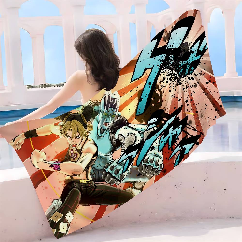 JoJo's Bizarre Adventure Микрофибровое одеяло Быстросохнущие пляжные полотенца Большой размер с принтом Супервпитывающее полотенце-одеяло для бассейна