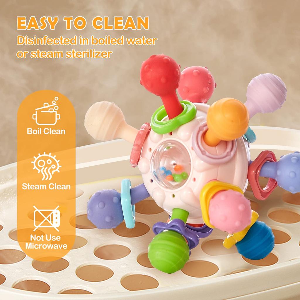 Детские игрушки для прорезывания зубов Монтессори, сенсорные шарики для прорезывания зубов, погремушки, игрушки для малышей 0-18 месяцев, подарки для девочек и мальчиков