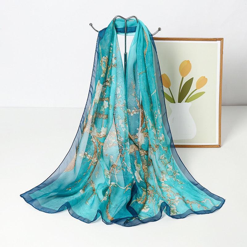 Новые печатные шарфы для женщин, шифоновые шарфы для лета, защита от солнца, осенние и зимние декоративные шарфы