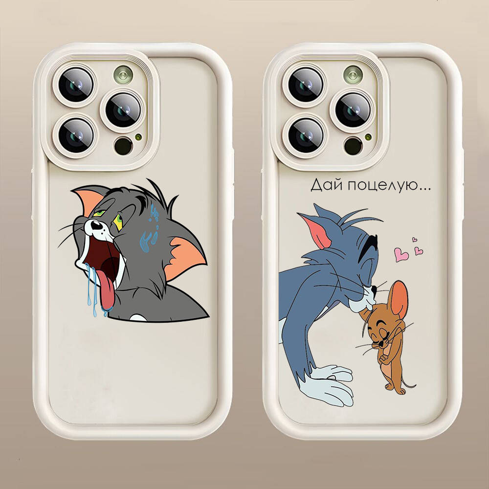 Чехол E-15 Том и Джерри для iPhone 15 14 13 12 8 Plus Samsung S24 S23 Ultra A04S A05S Huawei P40 P50 P60 Nova 11 Pro Max OPPO A17K Reno 10