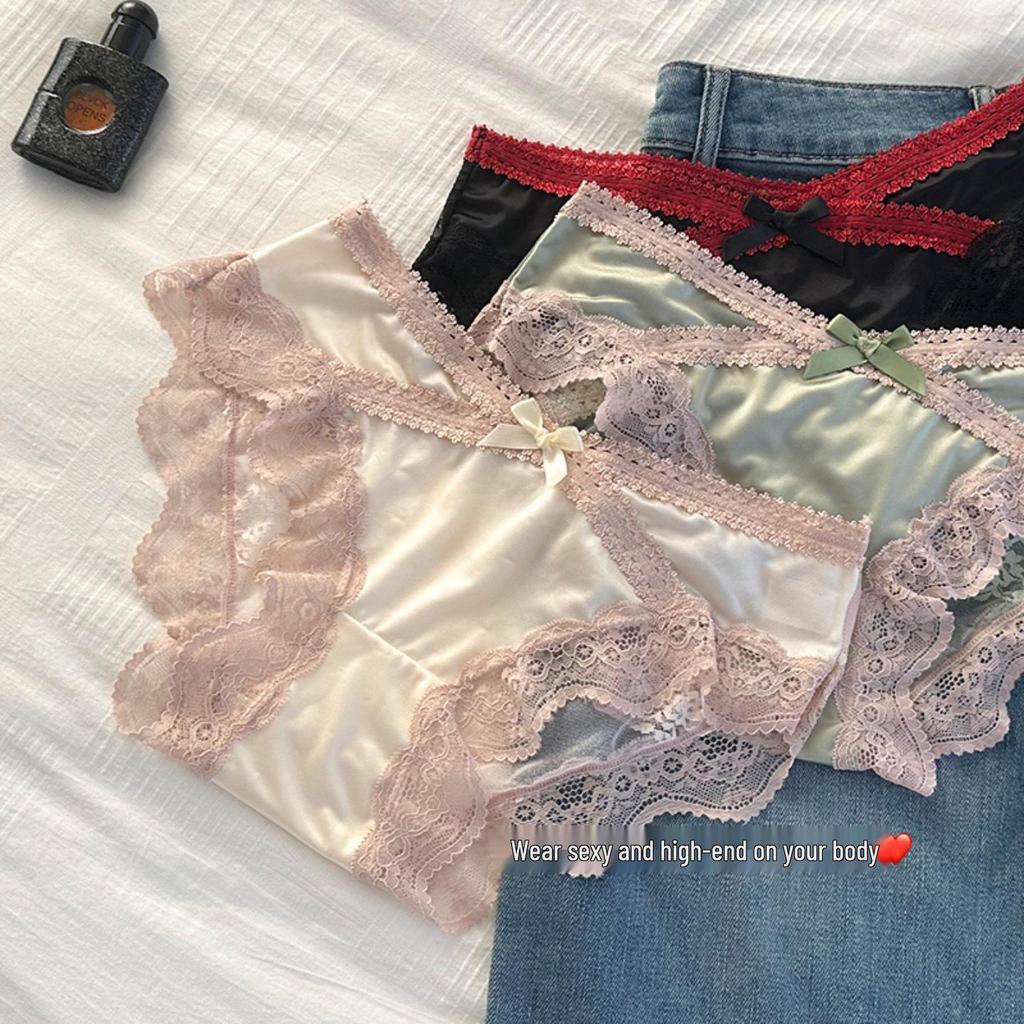 Satin Lace Bow Low-Rise Panties for Women: Heartbeat Collection