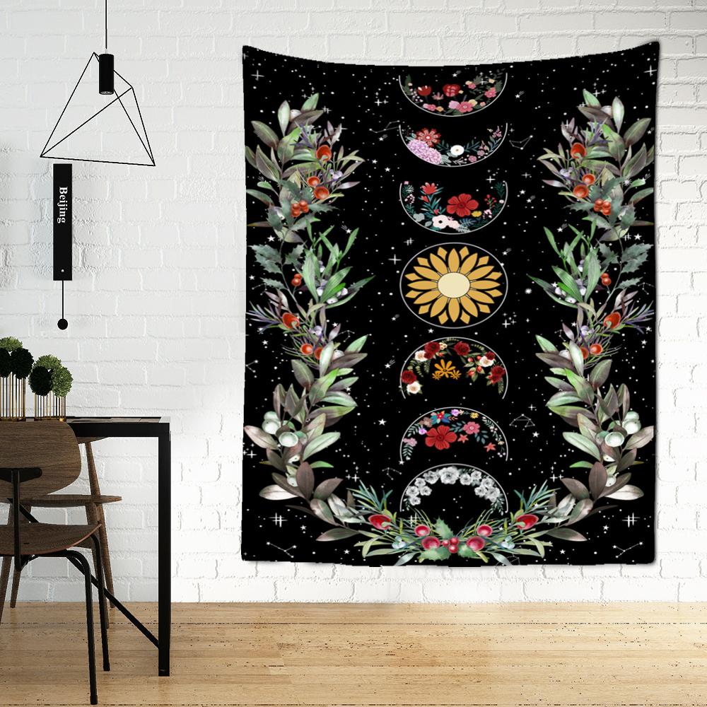 Фаза Луны Цветочный Гобелен Настенный Психоделический Колдовство Богемный Стиль Хиппи Тапиз Домашний Декор