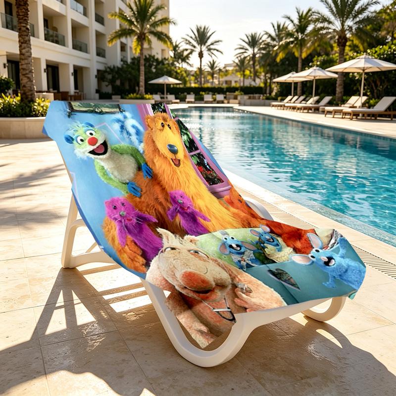 Bear in the Big Blue House Print Beach Towel Design, Soft, Lightweight. for Home Bathroom, Spa, Pool, Yoga, Surfing, Camping, Gift for Family, Friend