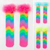 Детские радужные гольфы до колена, красочные гольфы до колена, забавные носки для сапог для девочек с тюлевой оборкой для маскарадных вечеринок, праздничных мероприятий