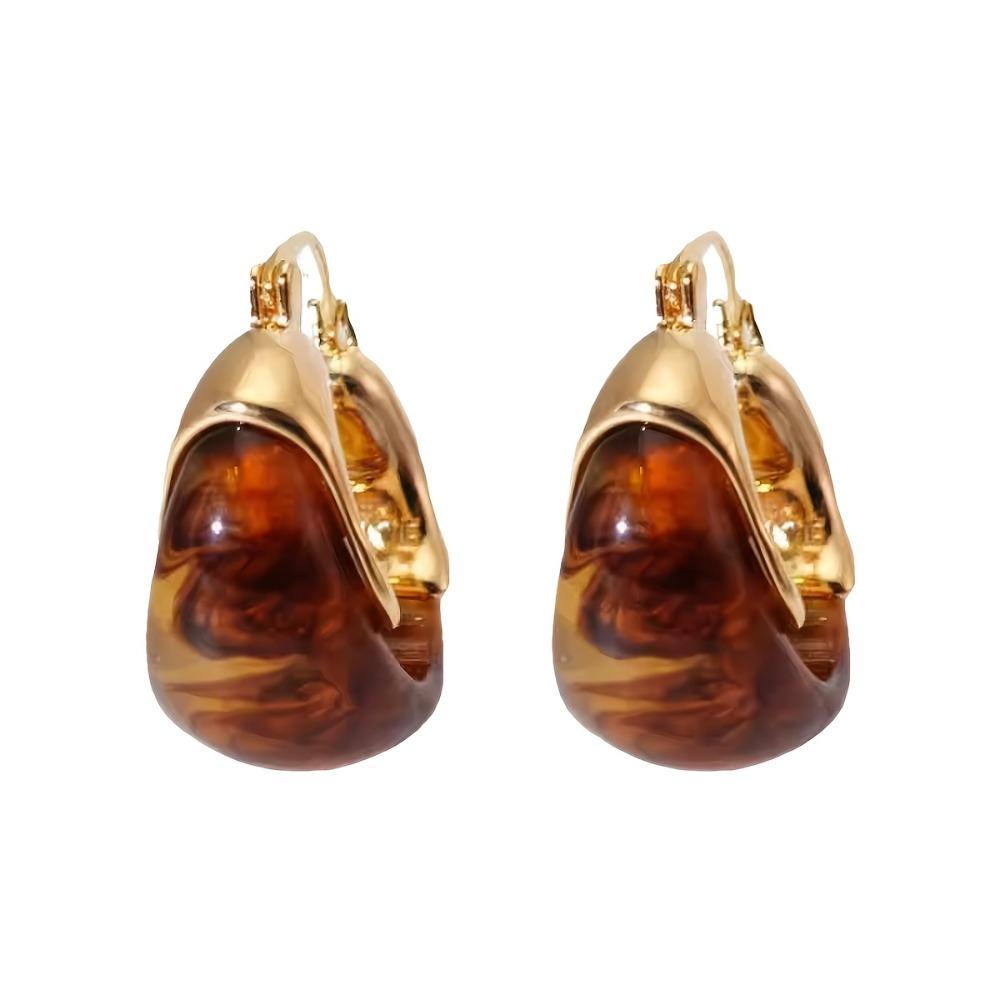Pendant Vintage Women's Earrings Light Luxury Amber Ear Stud Romantic Amber Color Earrings Party