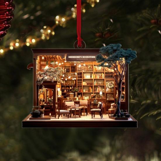 8 шт. Рождественский книжный магазин Украшение для рождественской елки 2D Плоский акриловый книжный магазин Декор