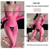 Alluring Four-Sided Open Crotch Mesh Bodysuit with Long Sleeves