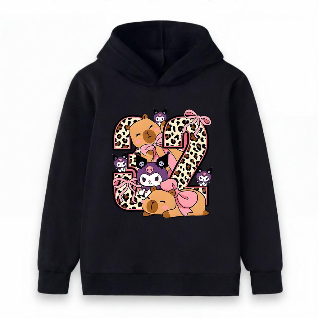 Kids Boys Girls Cute Cartoon Print Hoodie, Casual Leopard Number Pattern Pullover Sweatshirt with Adorable Animal Character, Soft Warm Long Sleeve Top
