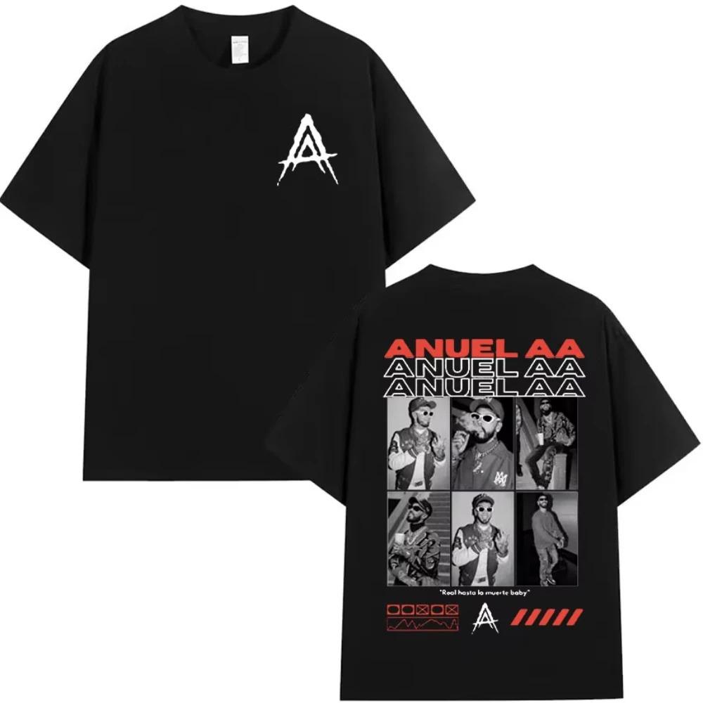 2026 Anuel AA Real Hasta La Muerte TShirt Unisex Summer Hip Hop Gothic 100 Cotton Short Sleeve Tour New Album Tshirt