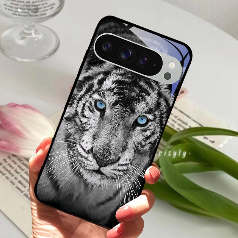 Модный Стеклянный Чехол для Google Pixel 8a Чехол Pixel8 Pro Жесткий ПК Закаленное Стекло Черный Чехол для Телефона Для GOOGLE PIXEL 8 Защитные Чехлы