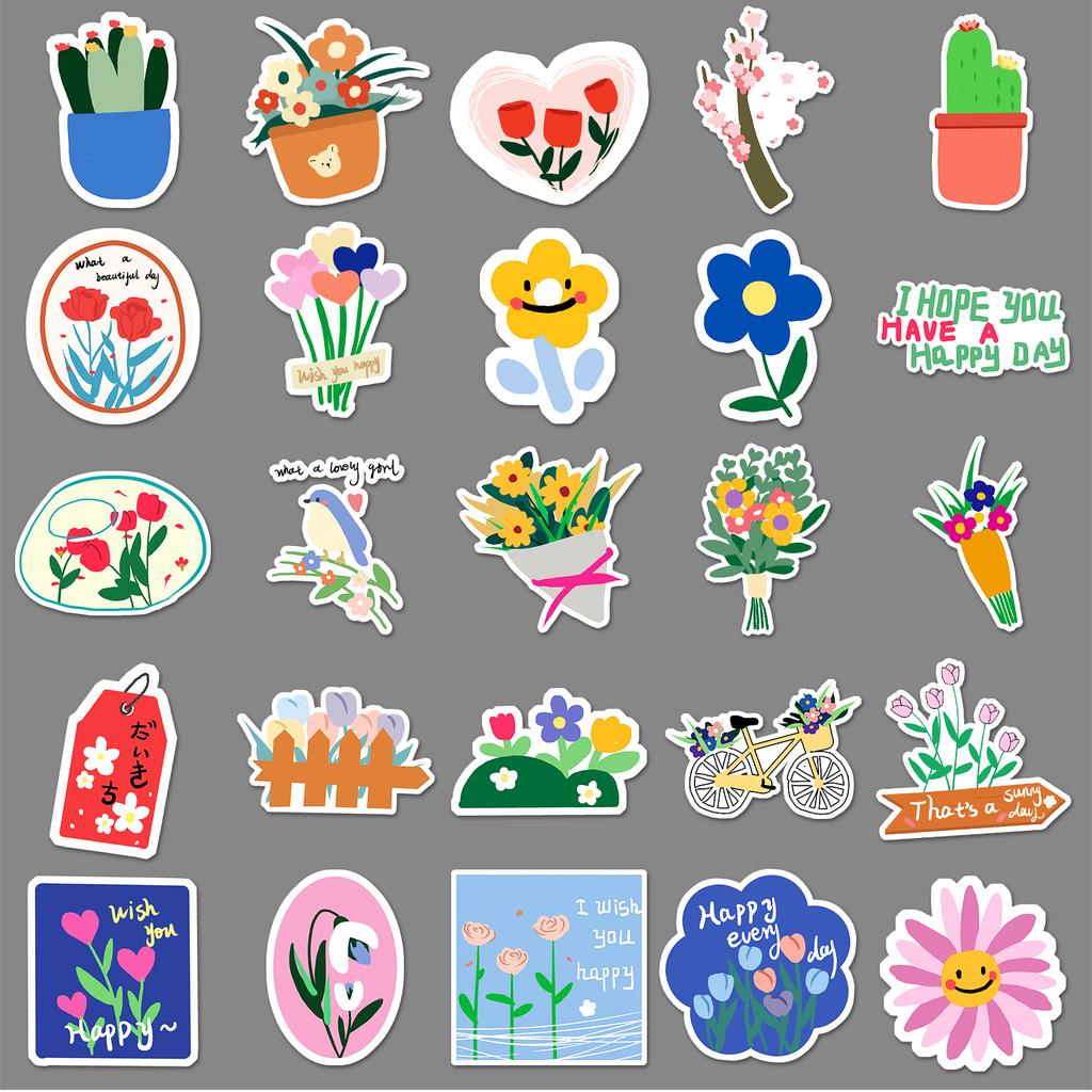 50 раскрашенных вручную мультфильмов с цветочными граффити, оригинальные чехлы для телефонов Guka, креативные DIY, наклейки на чемодан, водонепроницаемые