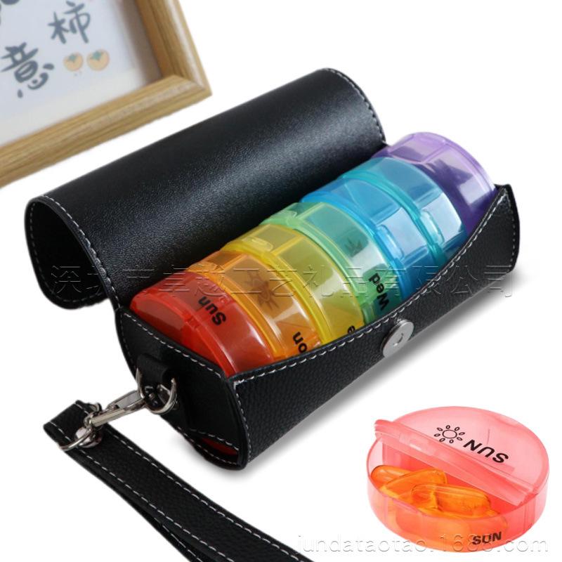 Портативный магнитный органайзер для таблеток из искусственной кожи - 14 ячеек, коробка для хранения на 7 дней