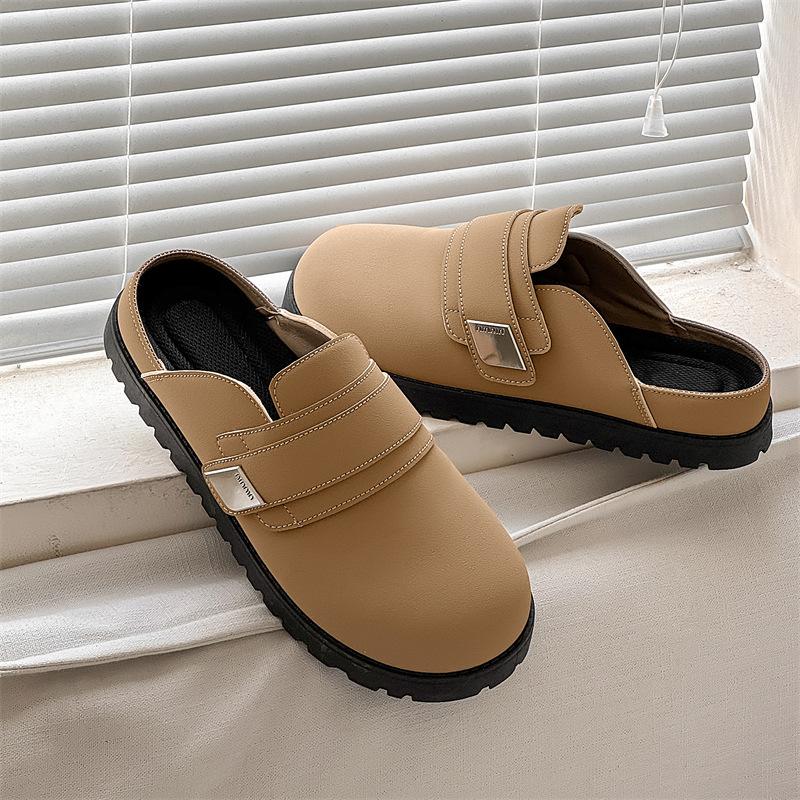 Новые мужские тапочки ниша манго голова низкий верх полу-шлепанцы для ленивых людей одна педаль сумка голова шлепанцы мужские Z502