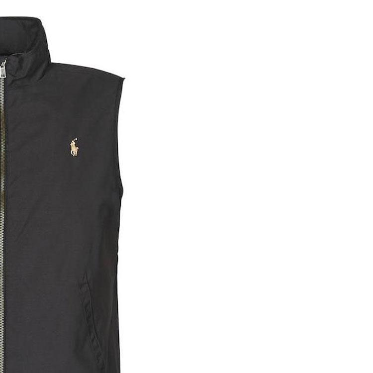 Polo Ralph Lauren Stand Collar Zipper Sleeveless Solid Vest Men Vest Black 710777340-006