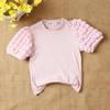 Новый топ с пышными рукавами и длинным рукавом для девочек - Стильная корейская хлопковая футболка для детей
