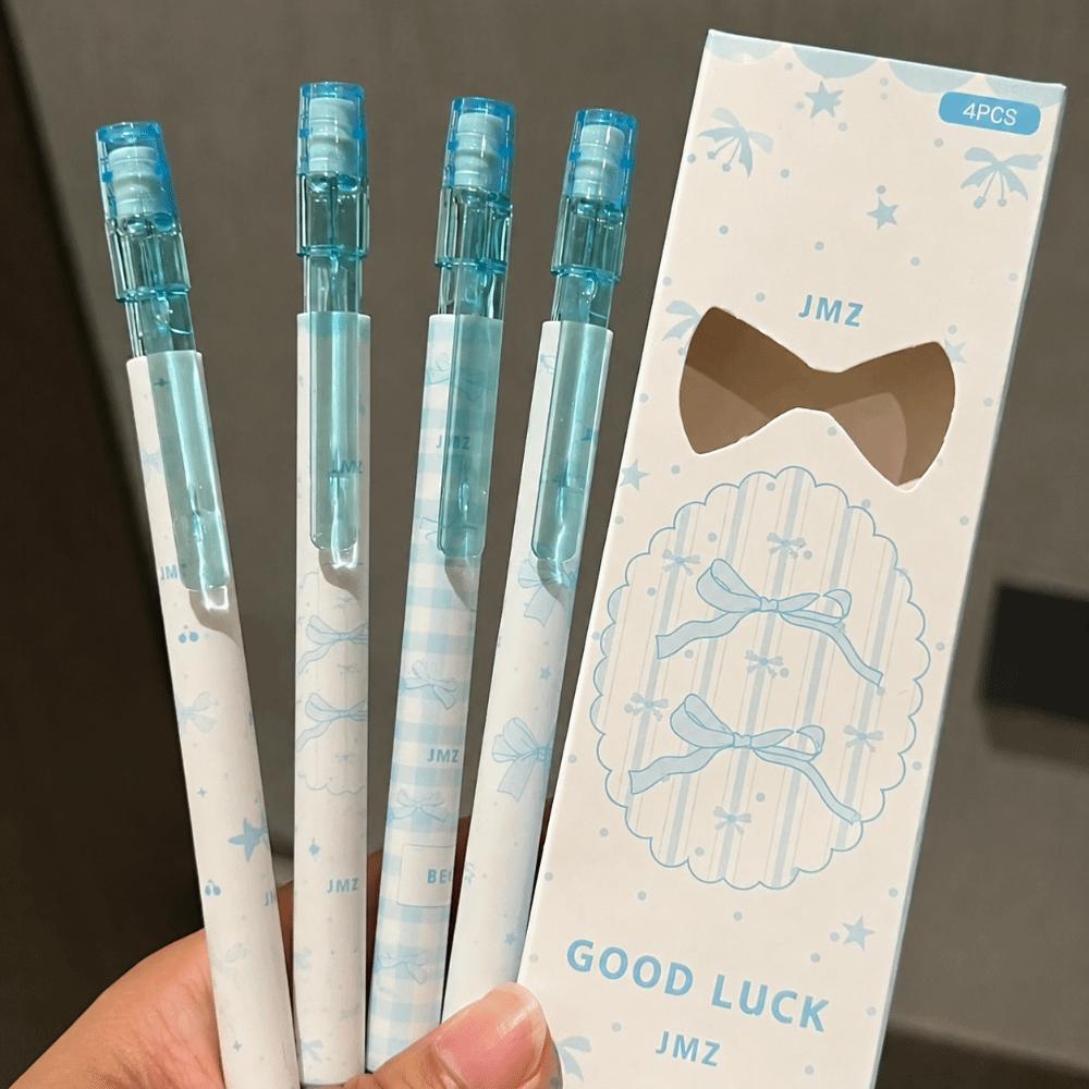 4PCS/Set Bow Series 2B Pencils with Eraser Top Writing Pencils Kawaii Automatic Pencils  Gift