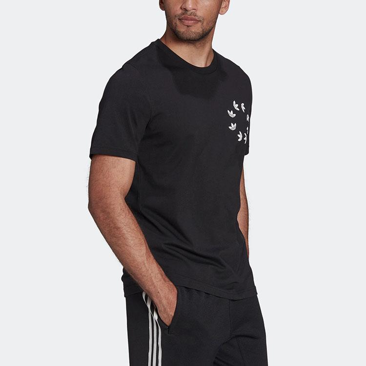 Adidas Оригинальная серия Clover с логотипом и принтом, спортивная футболка с круглым вырезом и короткими рукавами, мужские топы, черные HC4487