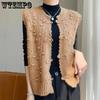 Женский вязаный жилет свитер Осень и Зима Новый китайский стиль Вязаный жилет с пряжкой