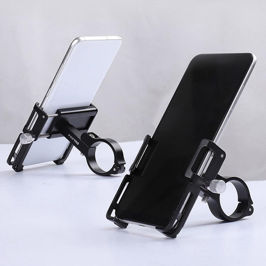 Aluminum Alloy Bike Phone Holder Universal Bike Phone Mount Motorcycle Phone Holder with Silicone Buckle Fastener Black