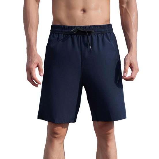 Мужские шорты средней посадки с эластичной талией, регулируемые повседневные шорты на шнурке с карманами, однотонные пляжные шорты для путешествий