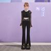 UNIFREE Women's Printed Slit Flared Casual Pants