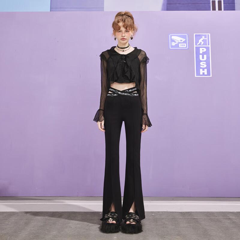 UNIFREE Women's Printed Slit Flared Casual Pants