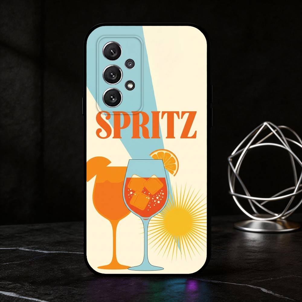 Чехол для телефона A-Aperol Spritz для Samsung S25,24,21,22,23,30,Ultra,20,Plus,Fe,Lite,Note Мягкий черный чехол