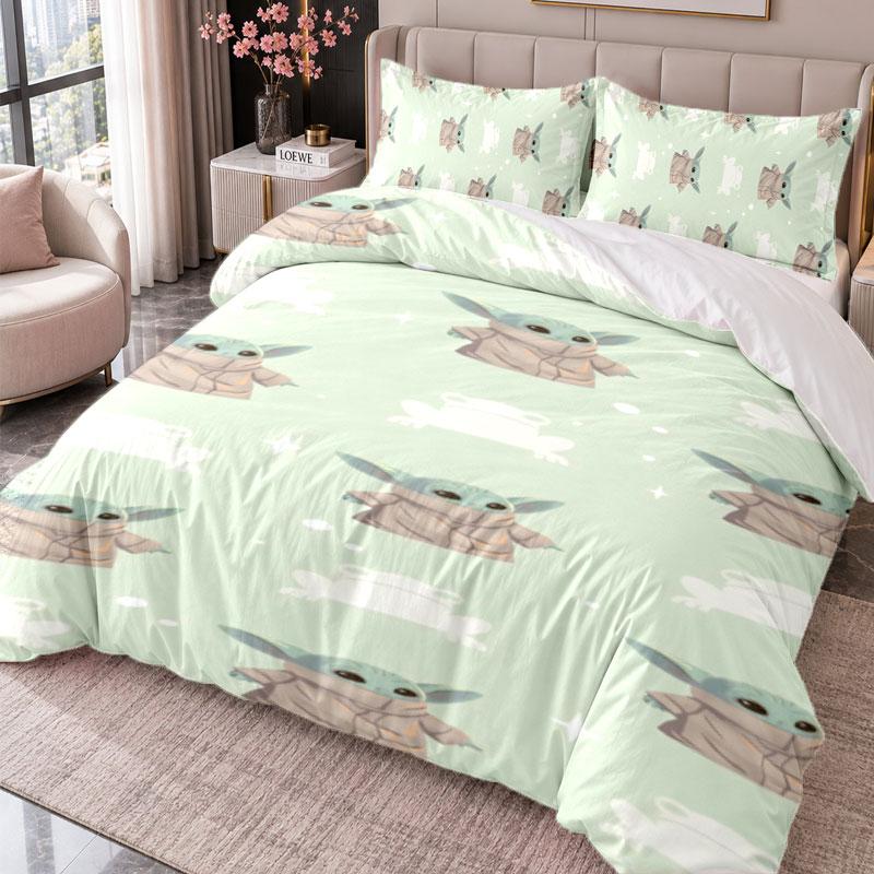 Grogu 3Pcs Bedding Set Duvet Cover With Two Pillowcases For Bedroom Home Decoration