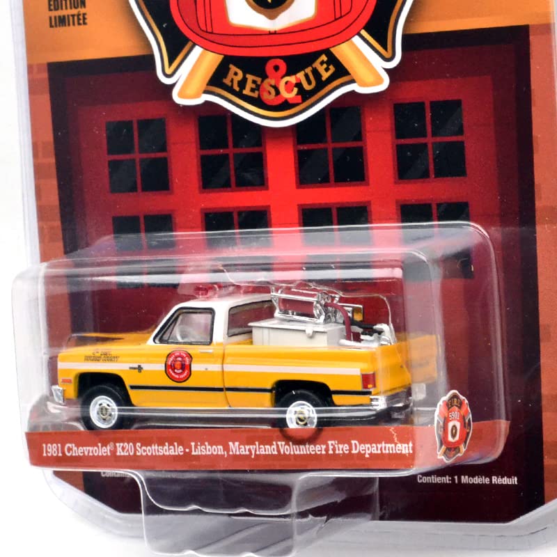 GREENLIGHT 164 Scale Fire Rescue Series 2 “1981 Chevrolet K20 Scottsdale - Lisbon Mayland Volunteer Fire Department”