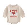 Комбинезон на День святого Валентина для маленьких девочек, 6 месяцев, 12 месяцев, 18 месяцев, 24 месяцев, с длинными рукавами и круглым вырезом, свитшот с сердечком и буквенным принтом, комбинезон