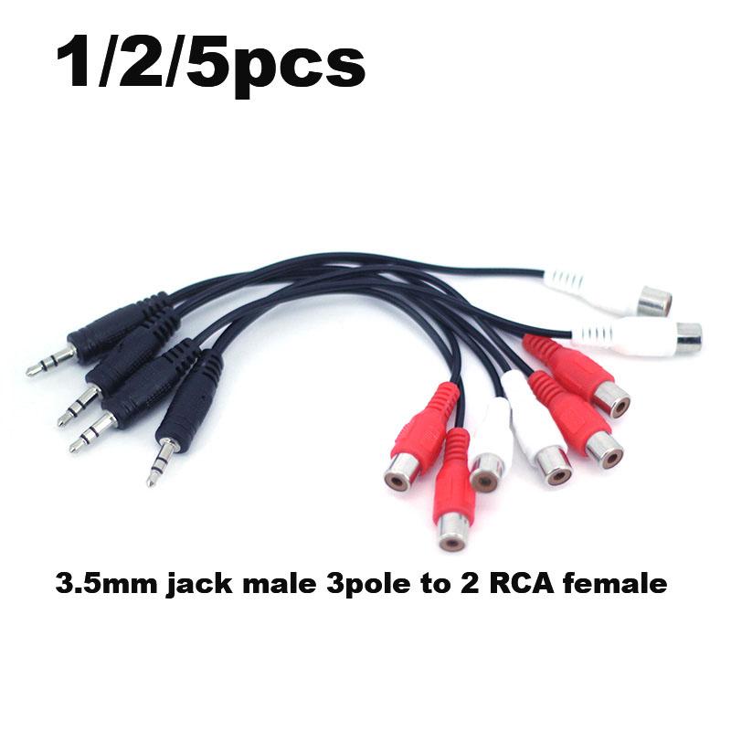 3,5 мм стерео 3-полюсный разъем «папа» на 2 разъема RCA «мама» RCA аудио провод кабель-адаптер-переходник