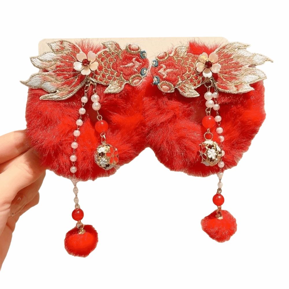 Plush New Year Hair Ties Traditional Children's Hair Ropes  Celebration