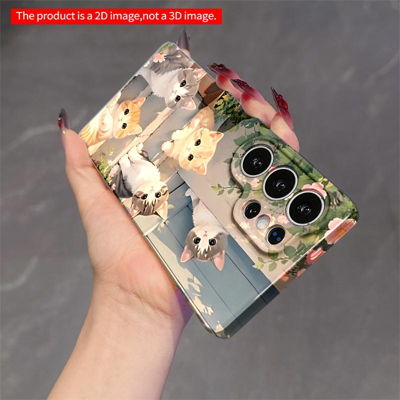 2DFlat Samsung phone case Cute Kittens in Garden Steps Phone Case Applicable to Galaxy S23 S24 S25ULTRA S26 A12 A14 A15 A16 A54 A55