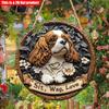 2D Flat 20*20cm1pc Sit, Wag, Love Cavalier King Charles Dog Design Round Ornament, Ideal High Quality Wooden Gift for Dog Lovers, No Need Electricity