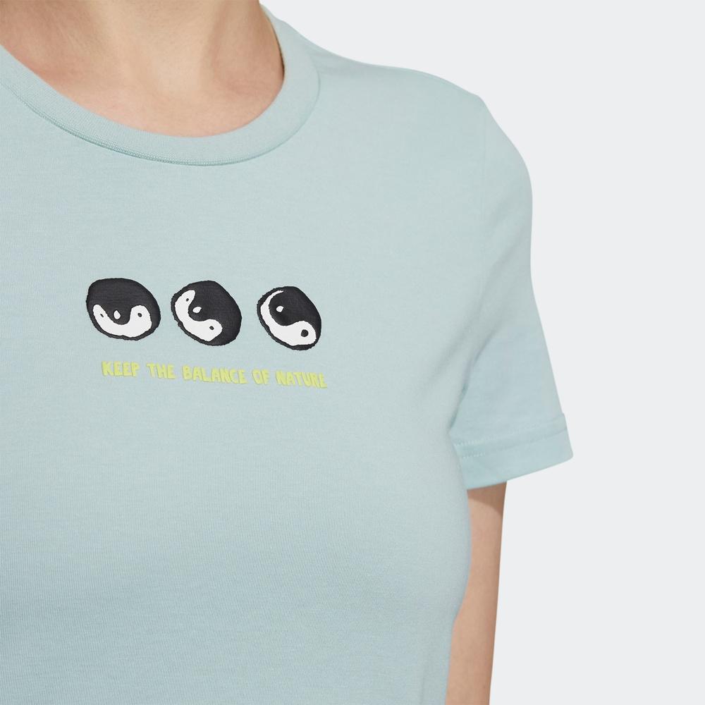 Adidas Спортивная футболка Primeblue с графическим принтом, женские топы, светло-зеленая, GN7366