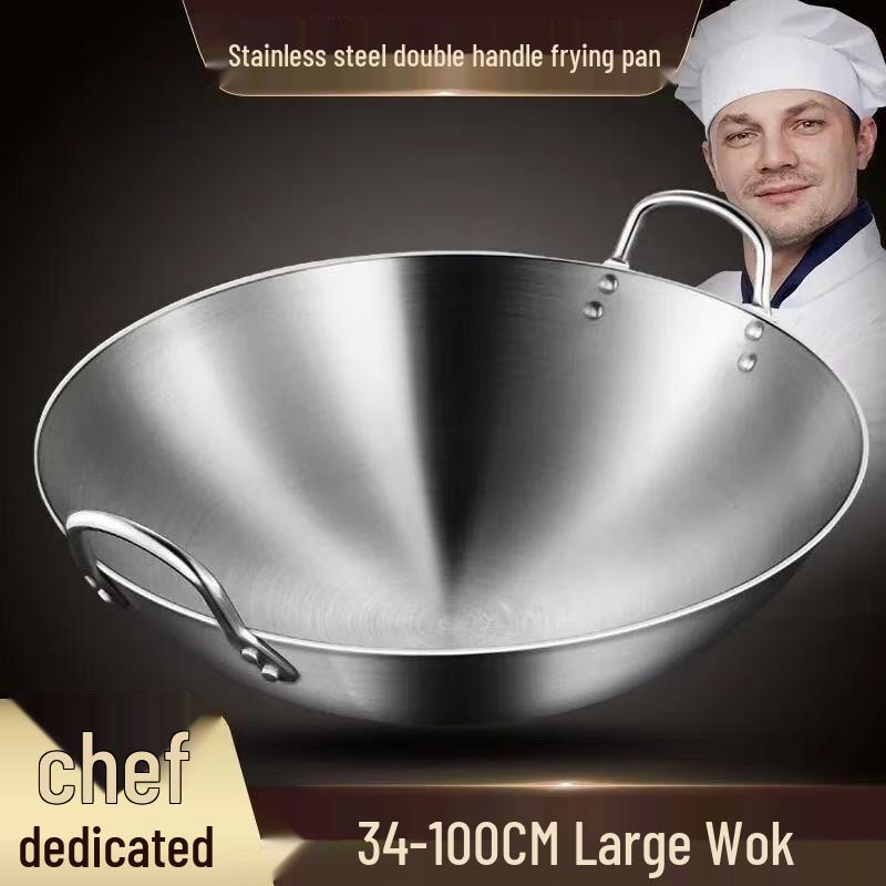 Yipan Stainless Steel Double Handle Wok