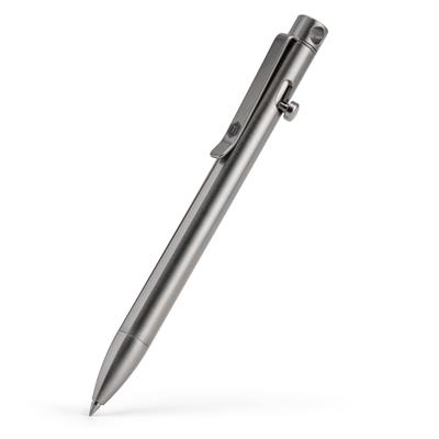 Ручка-болтовик KeyUnity KP01 с клипсой, EDC-карманная ручка из титанового сплава, выдвижная металлическая шариковая ручка для повседневного ношения, полированная
