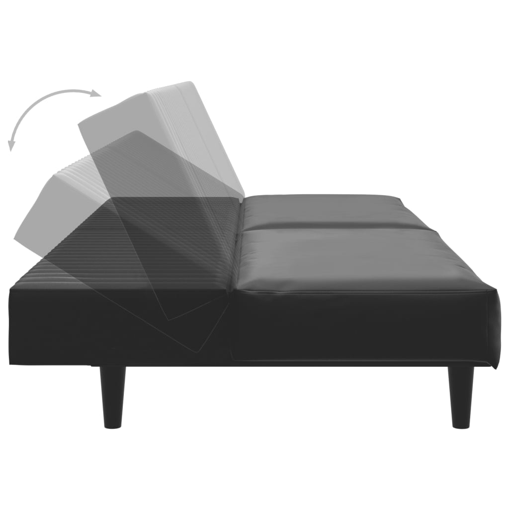 2 Seater Sofa Bed in Black Artificial Leather