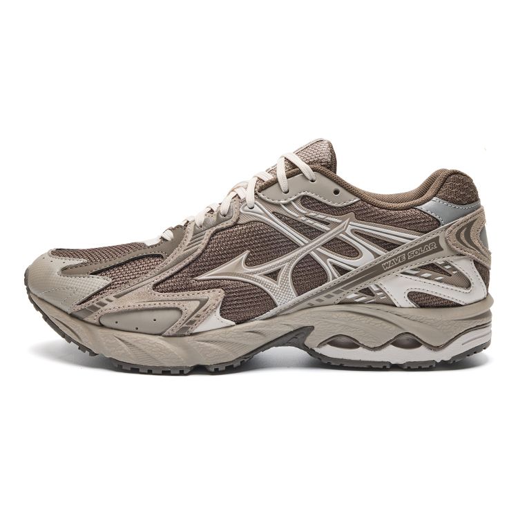 Mizuno Wave Solar V2 Fabric TPU Trendy Comfortable Versatile Low-Top Casual Shoes Unisex Sneaker Gray Brown D1GH231803